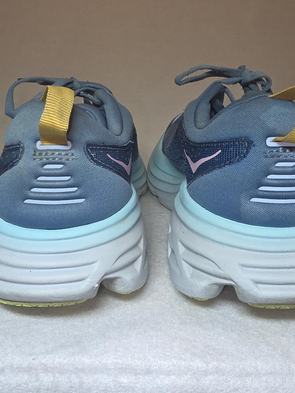 Hoka Bondi 8 Women's Blue with Pink Logo Athletic Running Shoes #0038 - Picture 3 of 5